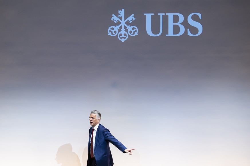 CAPTION ADDITION: ADDS NAME - Newly appointed Group Chief Executive Officer Sergio Ermotti leaves a news conference in Zurich, Switzerland on Wednesday, March 29, 2023. (KEYSTONE/Michael Buholzer)