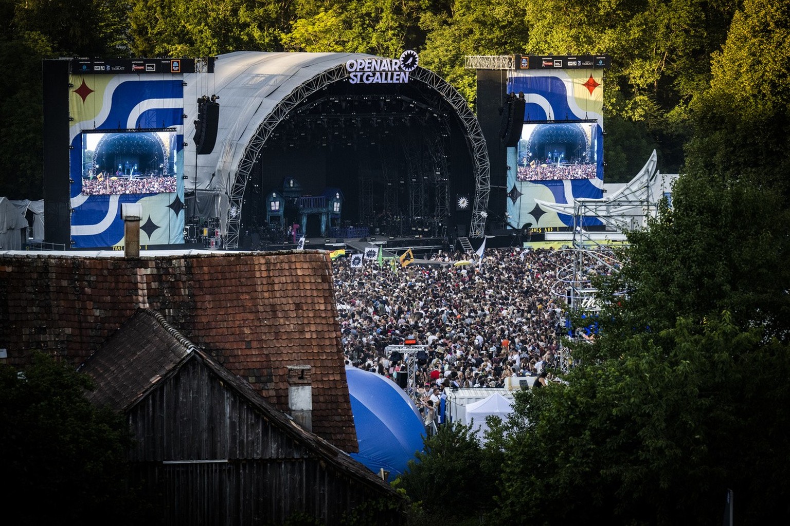 The main stage at the Openair St. Gallen, on Saturday, July 2, 2022, in St. Gallen. The festival will take place until Sunday, July 3, 2022. (KEYSTONE/Gian Ehrenzeller)