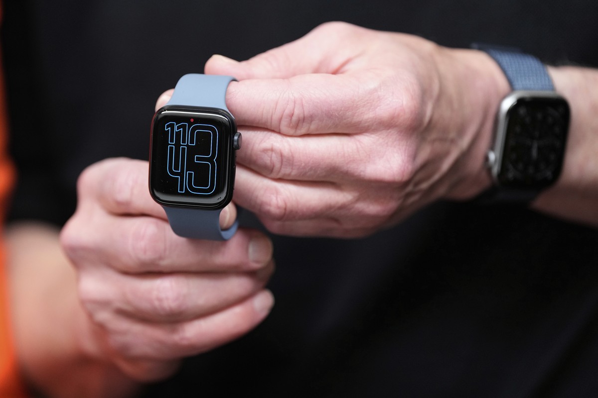An Apple Watch is displayed during an announcement of new products at Apple Park on Tuesday, Sept. 9, 2025, in Cupertino, Calif. (AP Photo/Godofredo A. Vásquez)
Apple New iPhones