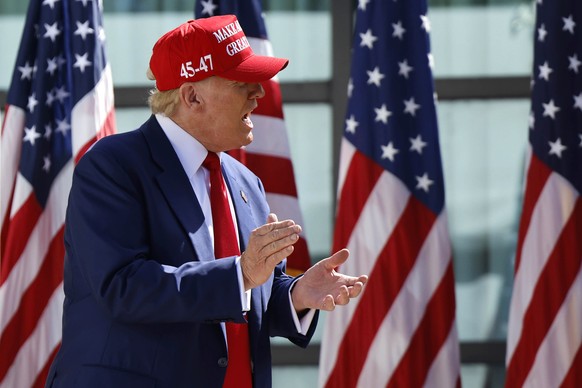Republican presidential candidate former President Donald Trump enters at a campaign event Tuesday, June 18, 2024, in Racine, Wis. (AP Photo/Jeffrey Phelps)