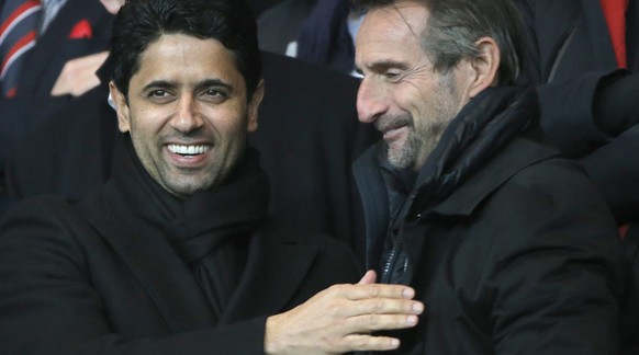 PSG-Boss Nasser Al-Khelaifi aus Katar (links) bei einem Champions-League-Spiel in Paris.
