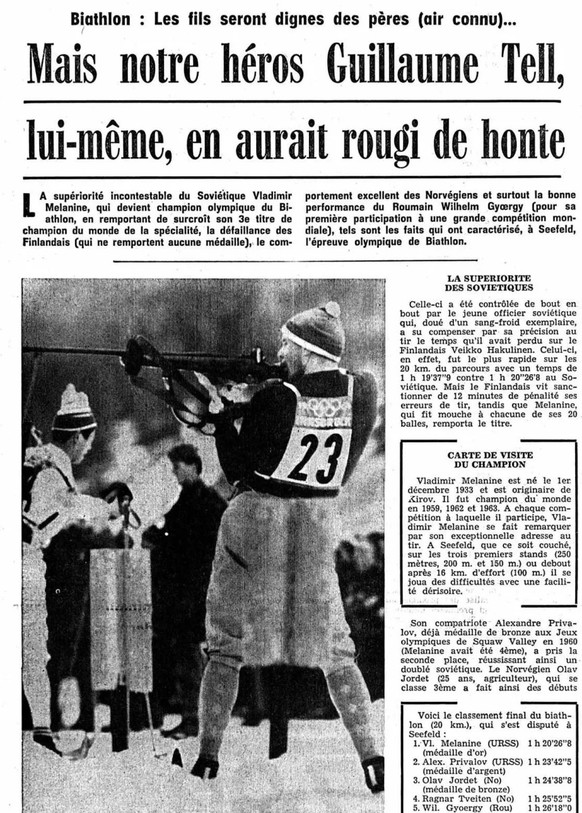 Da wäre selbst Willhelm Tell rot vor Scham geworden. Artikel in der Walliser Zeitung Nouvelliste du Rhône vom Februar 1964.
https://www.e-newspaperarchives.ch/?a=d&amp;d=NVE19640205-01&amp;e=------196 ...