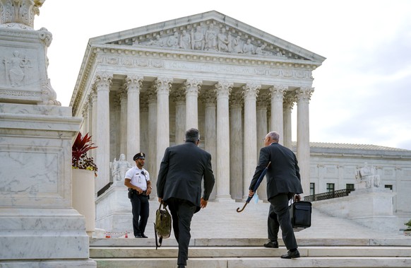 The Supreme Court is seen on the first day of the new term, in Washington, Monday, Oct. 4, 2021. The Supreme Court says it will not get involved in a lawsuit over a disputed Pentagon cloud computing c ...