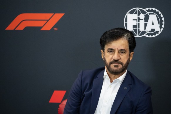 epa10139470 Emirati Mohammed Bin Sulayem, President of FIA, attends a press conference of the Formula One Grand Prix of Belgium at the Spa-Francorchamps race track in Stavelot, Belgium, 26 August 2022 ...