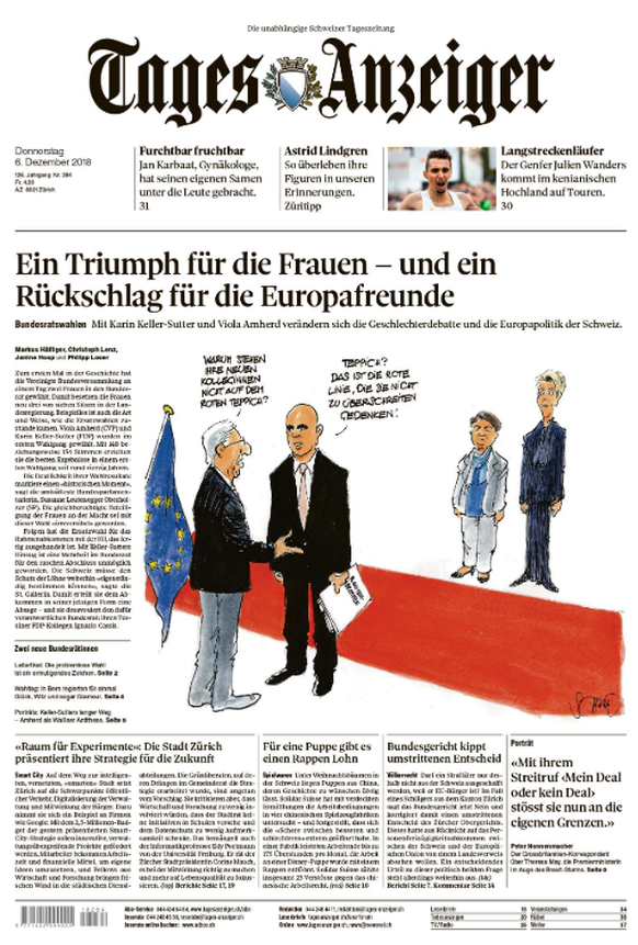 Zeitungen Cover Frontseiten Bundesratswahl Bundesrat Amherd Keller-Sutter