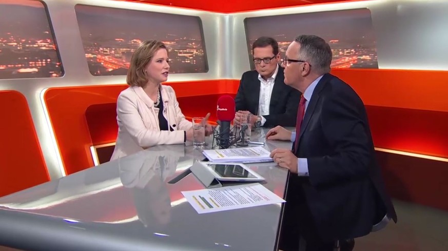 Christa Markwalder und Roger Köppel im Gespräch mit Markus Gilli.