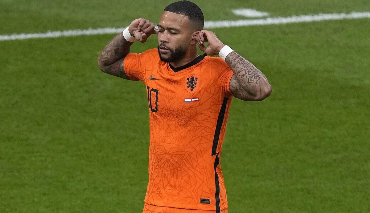 AMSTERDAM, 17-06-2021 JohanCruyff Arena, Group stage of EURO2020 between Netherlands and Austria. Netherlands player Memphis Depay celebrating the 1-0 Netherlands - Austria PUBLICATIONxNOTxINxNED x121 ...