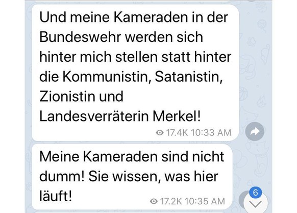 Merkel oder Hildmann: Hildmann sieht sich offenbar als den grossen Gegenspieler und die Sicherheitskräfte vor der Wahl, wem sie folgen.