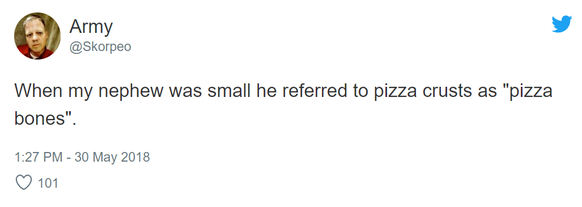 Als mein Neffe klein war, nannte er Pizza-Ränder «Pizzaknochen».