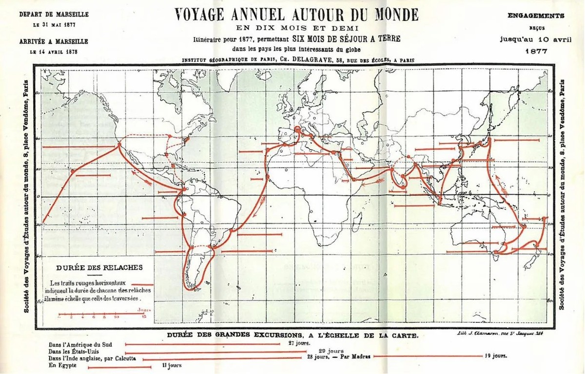 L’itinéraire initial de la SVEAM effectuait un tour du monde complet.
https://www.sudoc.abes.fr/cbs/DB=2.1//CMD?ACT=SRCHA&amp;IKT=1016&amp;SRT=RLV&amp;TRM=le+tour+du+monde+en+320+jours