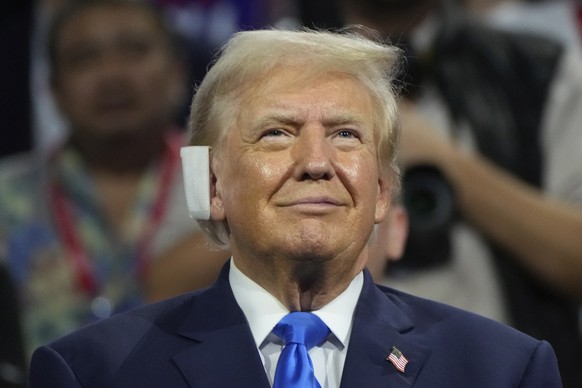 Republican presidential candidate former President Donald Trump is seen during the Republican National Convention Tuesday, July 16, 2024, in Milwaukee. (AP Photo/Paul Sancya)