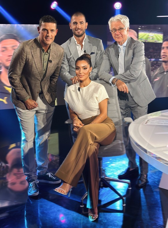 Blue Sport: Das Champions-League-Studio mit Roman Kilchsberger, Mladen Petric, Marcel Reif und Valentina Maceri.