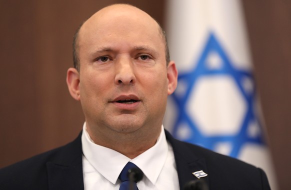 FILE - Israeli Prime Minister Naftali Bennett attends a cabinet meeting at the prime minister&#039;s office in Jerusalem, May 15, 2022. Israel said Tuesday, May 31, 2022, that it has proof that Iran s ...