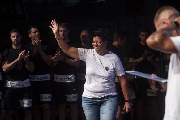 Die Praesidentin des HC Lugano Vicky Mantegazza an der offiziellen Team-Praesentation des HC Lugano, am Samstag, 10. August 2019 in Lugano. (KEYSTONE/Ti-Press/Pablo Gianinazzi)