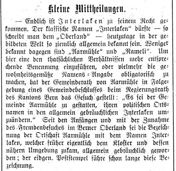 Eine Mitteilung in der NZZ vom 13. Dezember 1891 informiert über die Namensänderung.
https://www.e-newspaperarchives.ch/?a=d&amp;d=NZZ18911213-01.2.17&amp;srpos=1&amp;e=------189-de-20--1--img-txIN-aa ...