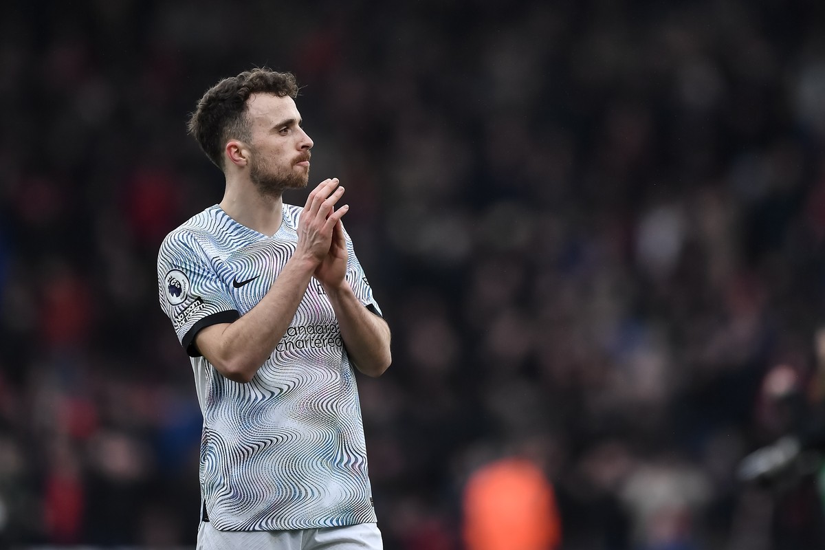 epa10515205 Diogo Jota of Liverpool reacts after the English Premier League soccer match between AFC Bournemouth and Liverpool FC in Bournemouth, Britain, 11 March 2023. EPA/Vince Mignott EDITORIAL US ...