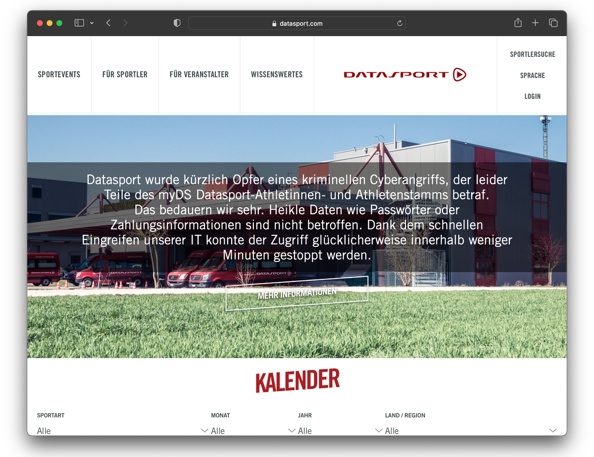Schweizer Unternehmen Datasport gehackt – 1 Million Schweizer Hobbysportlerinnen und Hobbysportler betroffen.