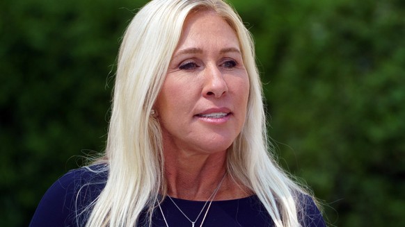 epa12541053 (FILE) - Republican Representative from Georgia Marjorie Taylor Greene attends the National Day of Prayer Event in the Rose Garden of the White House in Washington, DC, USA, 01 May 2025 (r ...