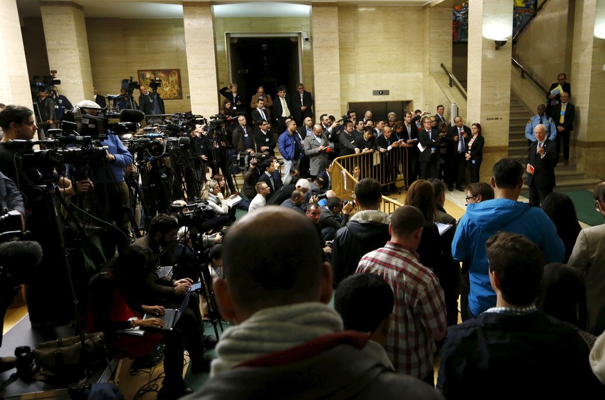 UNO-Vermittler Staffan de Mistura informiert am 29. Januar in Genf die Presse.