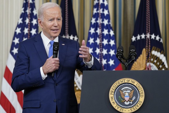 President Joe Biden answers questions from reporters as he speaks in the State Dining Room of the White House in Washington, Wednesday, Nov. 9, 2022. (AP Photo/Susan Walsh)
Joe Biden