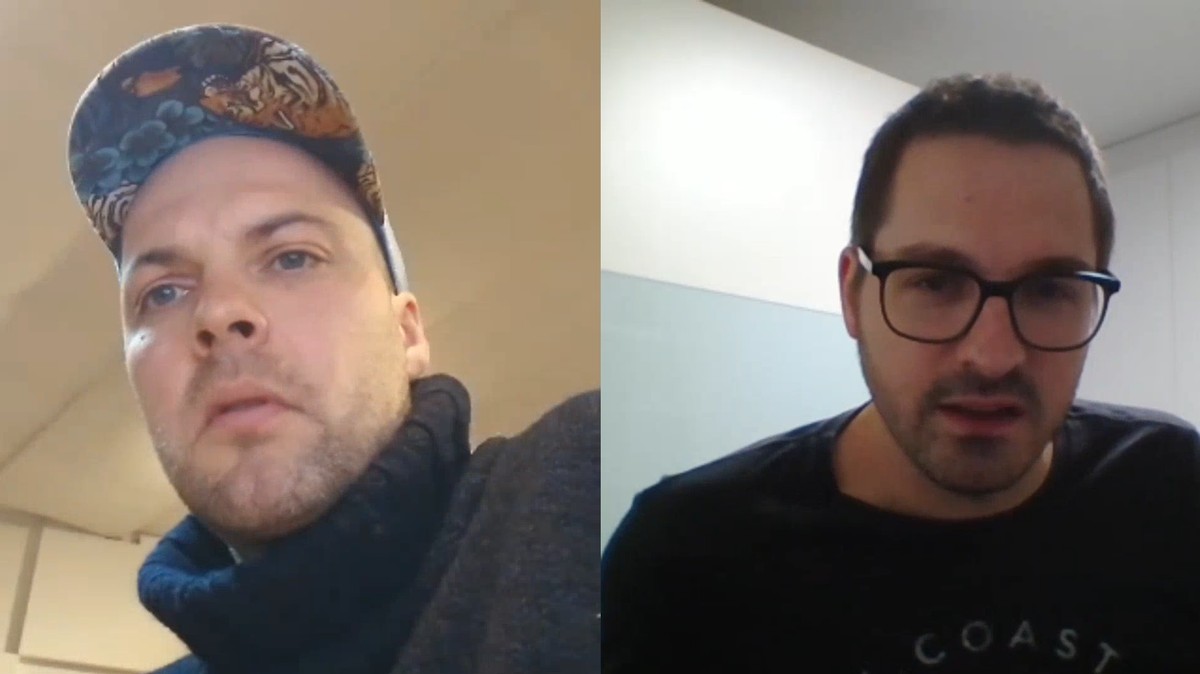 Bieri (links) im Skype-Gespräch mit watson.