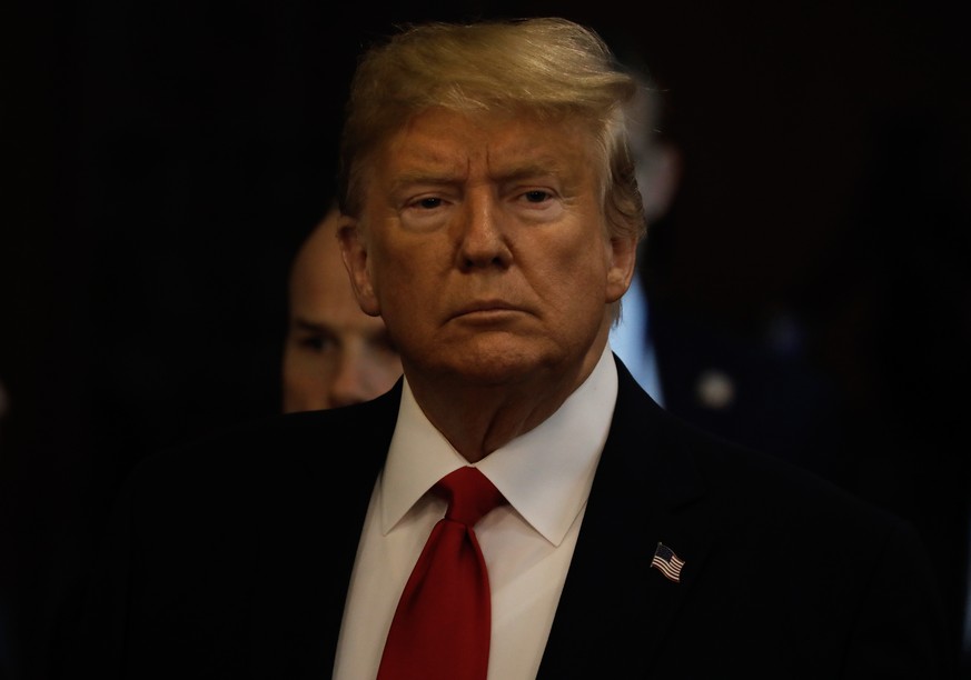 epa07864452 US President Donald Trump departs after a meeting at the United Nations for a global call to protect religious freedom ahead of the General Debate of the General Assembly of the United Nat ...