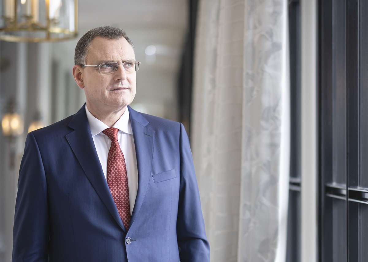 Swiss National Bank's (SNB) Chairman of the Governing Board Thomas Jordan poses for a portrait after a media briefing of the Swiss National Bank in Zurich, Switzerland, on Thursday, March 23, 202 ...