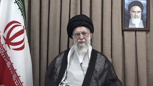 This photo released on Wednesday, June 18, 2025, by the official website of the office of the Iranian supreme leader, shows Supreme Leader Ayatollah Ali Khamenei in a televised speech, under a portrai ...