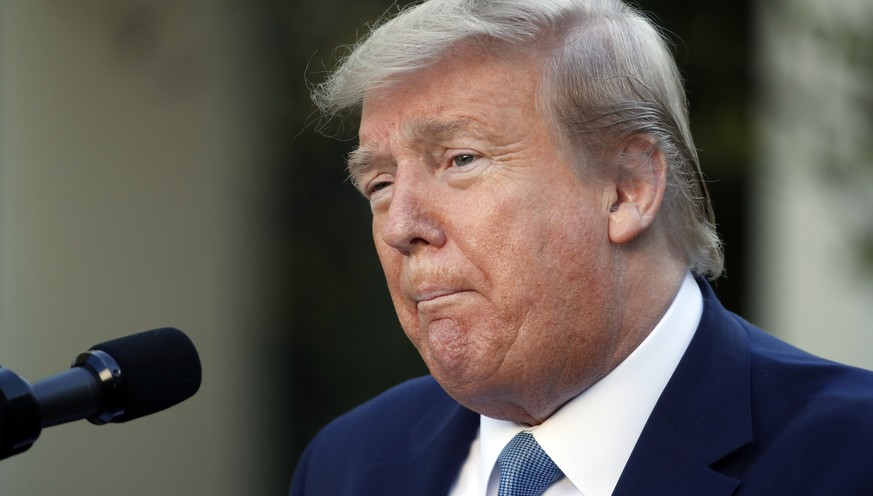 President Donald Trump speaks about the coronavirus in the Rose Garden of the White House, Wednesday, April 15, 2020, in Washington. (AP Photo/Alex Brandon)
Donald Trump