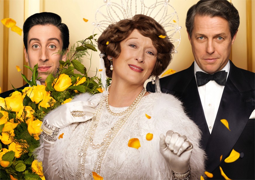 Simon Helberg, Meryl Streep und Hugh Grant in «Florence Foster Jenkins». Ein Film über die Frau, die glaubte, sie sänge wie ein Engel, aber jaulte wie ein Hund.