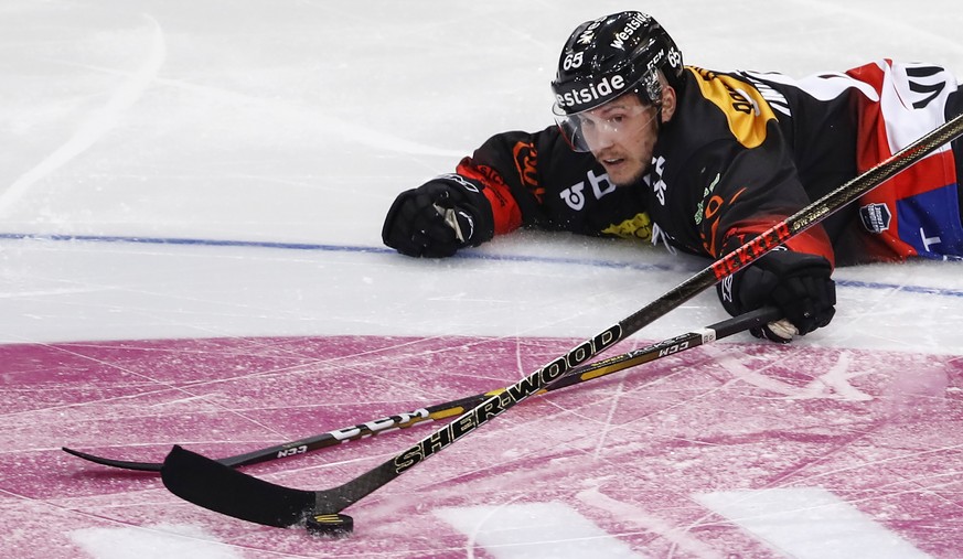 Berns Ramon Untersander in Aktion, siebten Eishockey Playoff-Halbfinalspiel der National League zwischen dem SC Bern und dem EHC Biel, am Dienstag, 9. April 2019 in der Postfinance Arena in Bern. (KEY ...