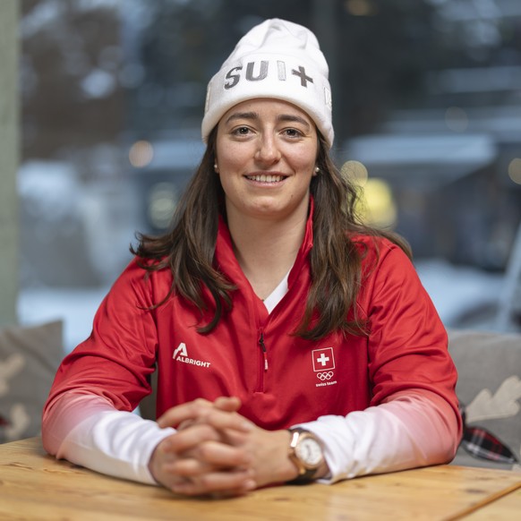 Mathilde Gremaud of Switzerland poses for a portrait after a media conference of the Swiss ski freestyle Big Air and slopestyle team prior to the 2026 Olympic Winter Games in Livigno, Italy, on Wednes ...