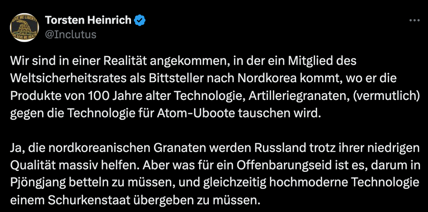 Tweet zu Putin in Nordkorea.