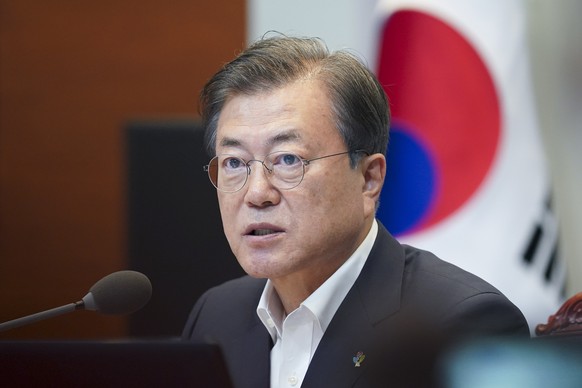 epa08501406 South Korean President Moon Jae-in speaks during a session of the Anti-Corruption Policy Consultative Council for Fair Society at the presidential office Cheong Wa Dae in Seoul, South Kore ...