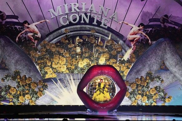 Miriana Conte from Malta performs the song &quot;SERVING&quot; during the dress rehearsal for the Grand Final of the 69th Eurovision Song Contest, in Basel, Switzerland, Friday, May 16 2025. (AP Photo ...