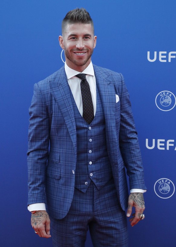 epa06984427 Real Madrid&#039;s Sergio Ramos arrives for the UEFA Champions League Group Stage Draw and Awards in Monaco, 30 August 2018. EPA/GUILLAUME HORCAJUELO