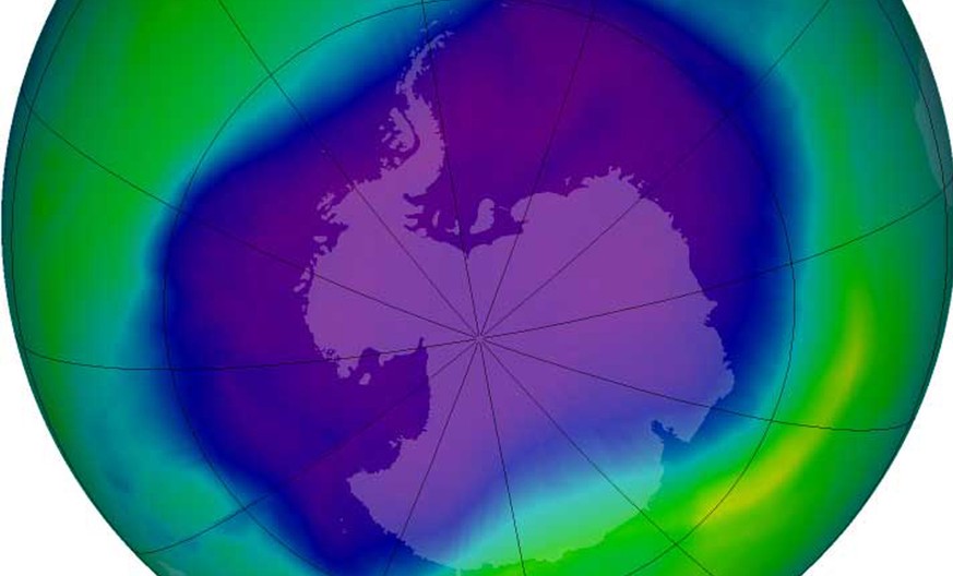 Ausdehnung des Ozonlochs über der Antarktis