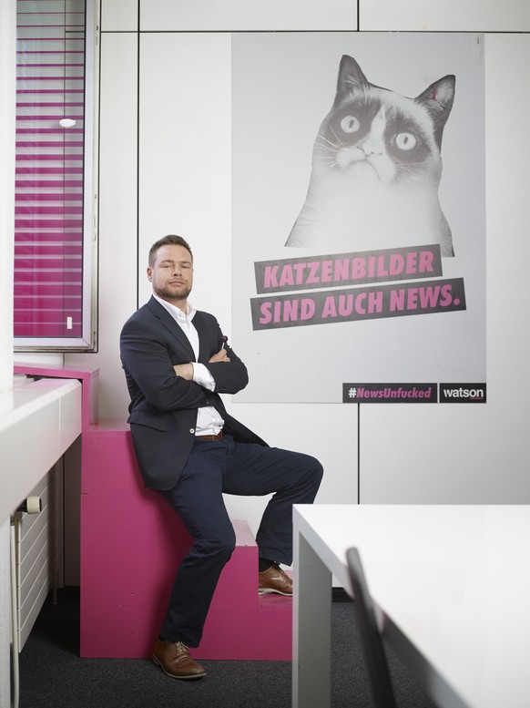 Portrait of Maurice Thiriet, Editor in Chief of online newsportal Watson, taken at the editorial office of Watson in Zurich, Switzerland, on August 9, 2016. (KEYSTONE/Christian Beutler) 

Maurice Thir ...