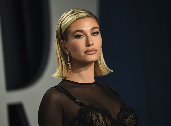 Hailey Bieber arrives at the Vanity Fair Oscar Party on Sunday, Feb. 9, 2020, in Beverly Hills, Calif. (Photo by Evan Agostini/Invision/AP)