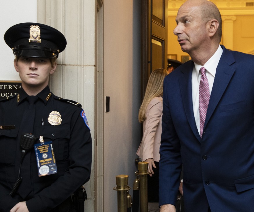 U.S. Ambassador to the European Union Gordon Sondland leaves the hearing room as they conclude his testimony during a public impeachment hearing of President Donald Trump&#039;s efforts to tie U.S. ai ...