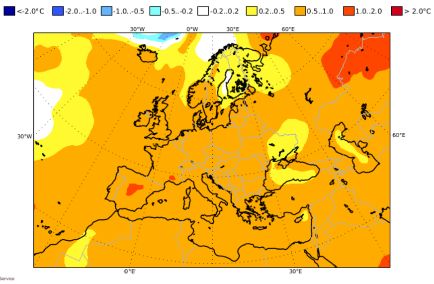 Mittelfristige Prognosen, Europa, Temperaturen Juni/Juli/August 2023