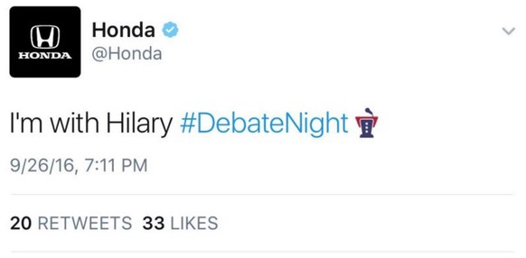 Honda tweet debatenight hillary