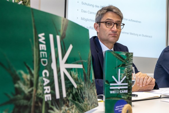 Lukas Engelberger, Regierungsrat, Gesundheitsdirektor Basel-Stadt, referiert am Donnerstag, 18. August 2022 in Basel, ueber den Start zur Umsetzung des Basler Pilotprojekts