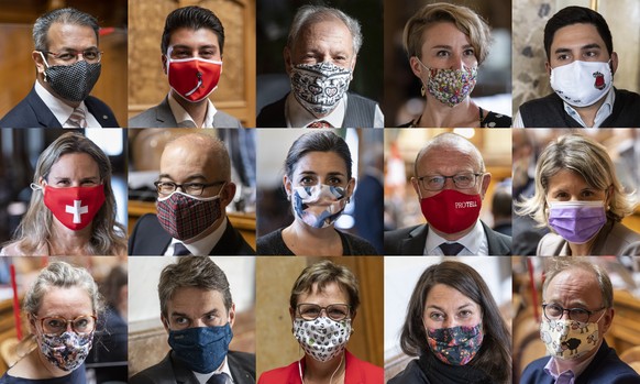 Die Sondersession des Nationalrats fand vergangene Woche im Bundeshaus statt. Die Vielfalt der Masken der Parlamentarier war beeindruckend.
