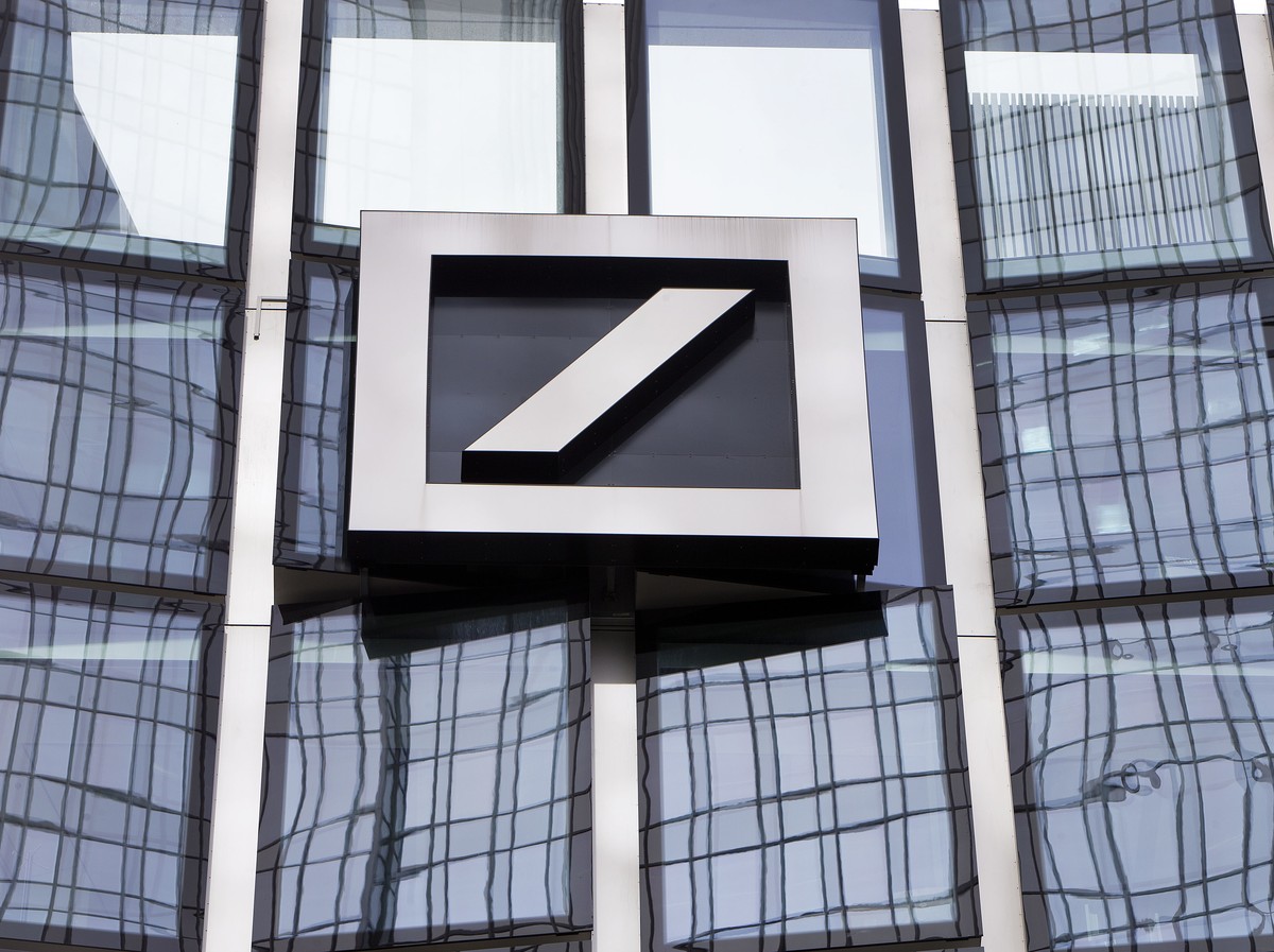 FILE - The Deutsche Bank logo is displayed at a bank's building in Frankfurt, Germany, April 9, 2018. Shares in Deutsche Bank, Germany?s largest lender, have fallen sharply and dragged down major ...