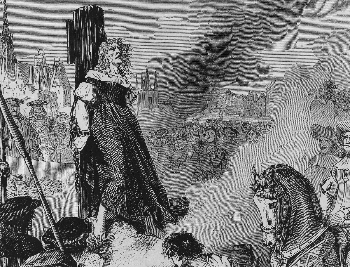 Une femme accusée de sorcellerie brûlée à Vienne au 16e siècle. Dessin de Vincenz Katzler (détail).