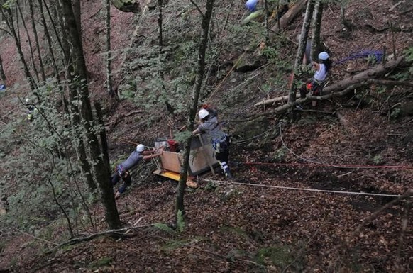 Hier wurde die abgestürzte Transportseilbahn in Innerthal geborgen.