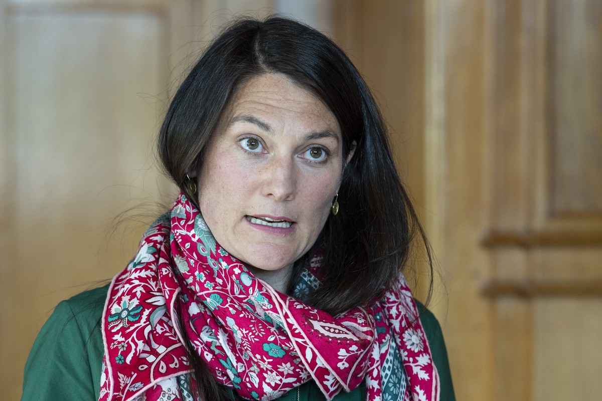 Tiana Angelina Moser, Nationalraetin GLP-ZH und Praesidentin der APK-N spricht an einem Point de Presse ueber das Rahmenabkommen mit der EU, am Montag, 17. Mai 2021, in Bern. (KEYSTONE/Peter Schneider ...