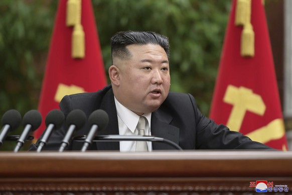 FILE - In this photo provided by the North Korean government, North Korean leader Kim Jong Un speaks during a plenary meeting of the Workers&#039; Party of Korea at the party headquarters in Pyongyang ...