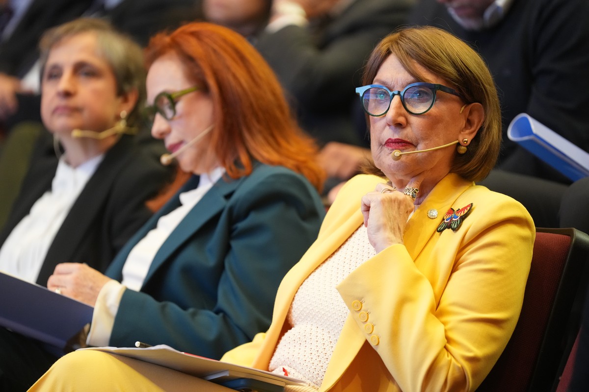 Costa Rica's Rebeca Grynspan attends a meeting with other Latin American and Caribbean candidates for U.N. secretary-general to discuss their proposals in Montevideo, Uruguay, Monday, Aug. 3, 202 ...